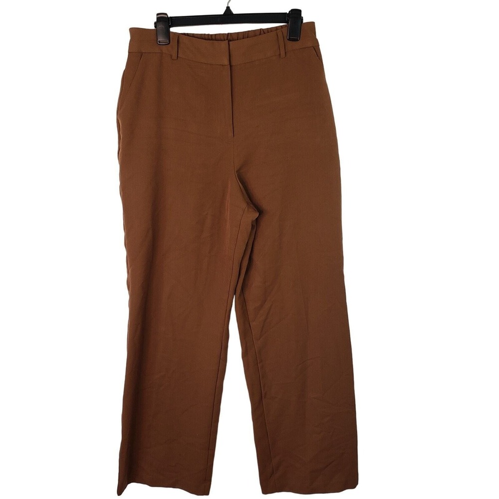 BCX‎ Wide Leg Chino Dress Pants High Waist Career Casual Brown Size L Office